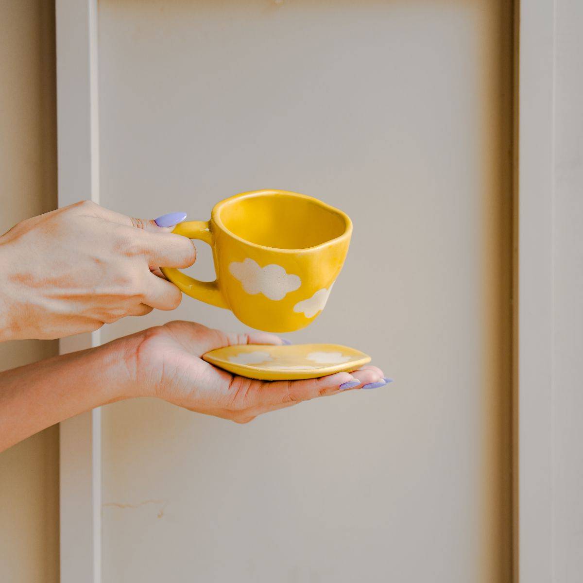 Morwee Cloud Cup and Saucer – Set of 2 yellow set of 2